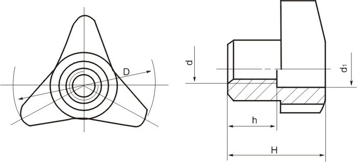 HY8314.21-1通孔三角形星形把手結(jié)構(gòu)圖